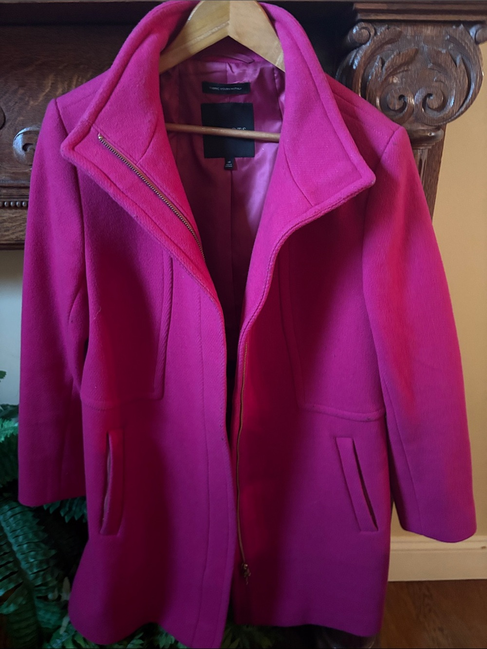 Talbots Hot Pink Wool-Blend Pea Coat